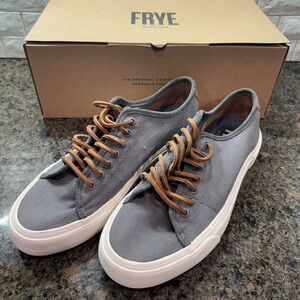 Frye mens canvas shoes Ludlow low sneakers grey sz 10 Like New!